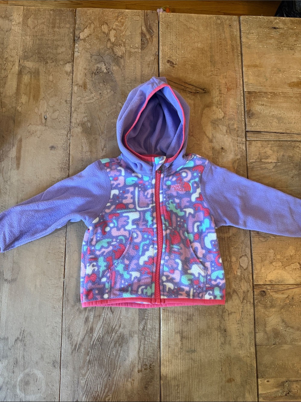 The North Face Purple Hooded Fleece Jacket with Pink Accents